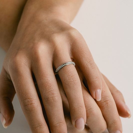 0.15 TCW Round Milgrain Lab Grown Diamond Wedding Band