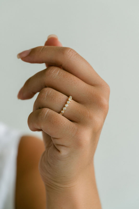 0.15 TCW Round Milgrain Lab Grown Diamond Wedding Band