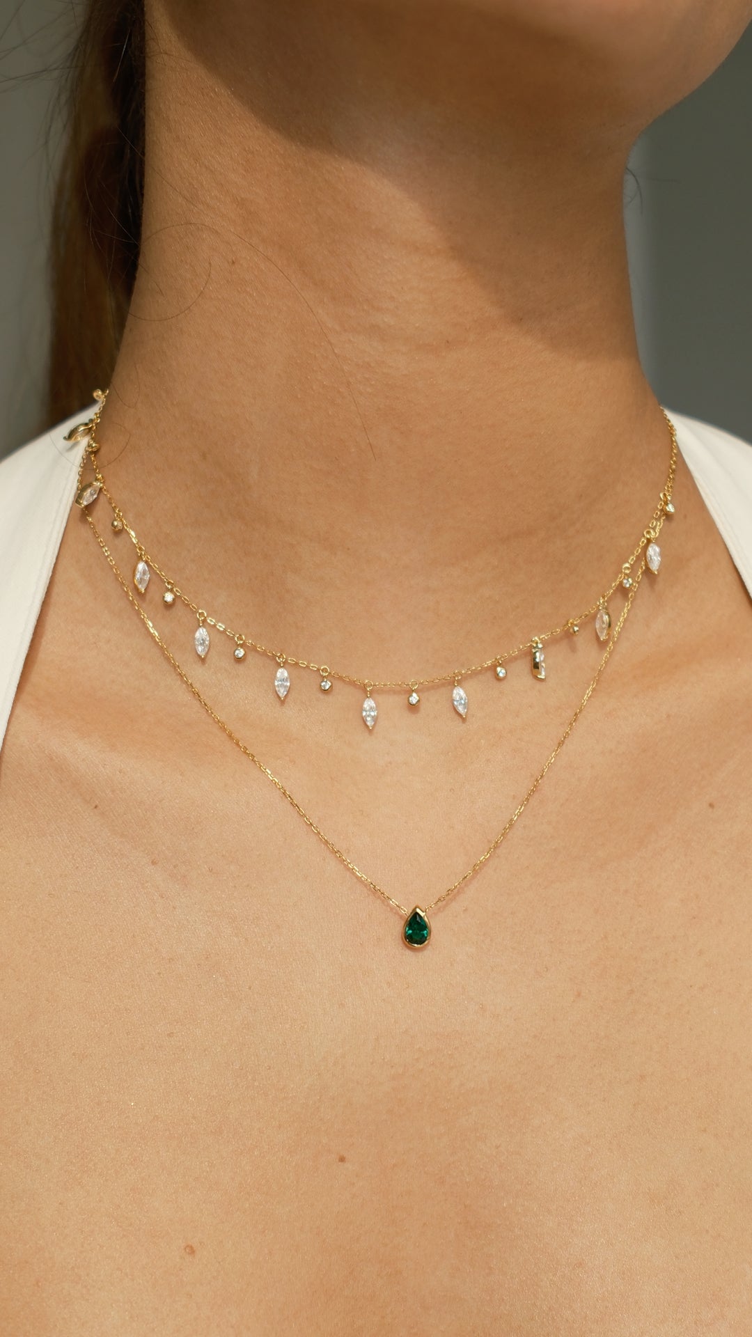 1.185 TCW Marquise Lab Grown Diamond Cluster Necklace