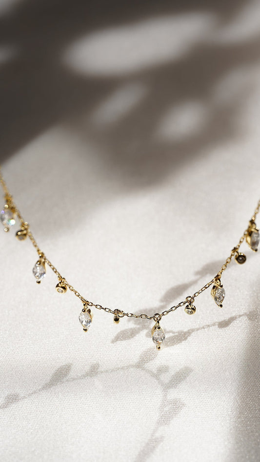 1.185 TCW Marquise Lab Grown Diamond Cluster Necklace