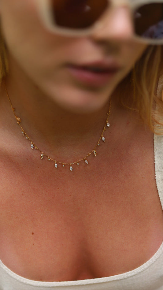 1.185 TCW Marquise Lab Grown Diamond Cluster Necklace
