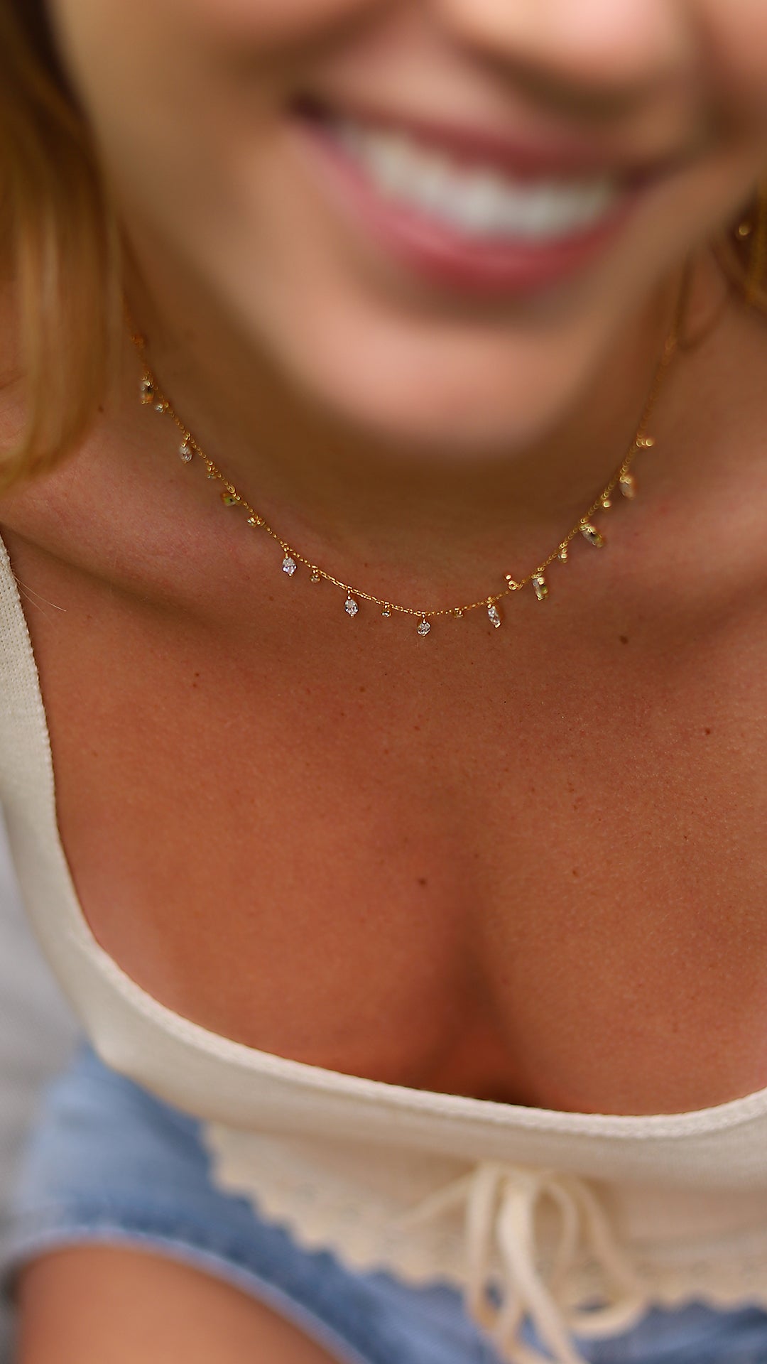 1.185 TCW Marquise Lab Grown Diamond Cluster Necklace