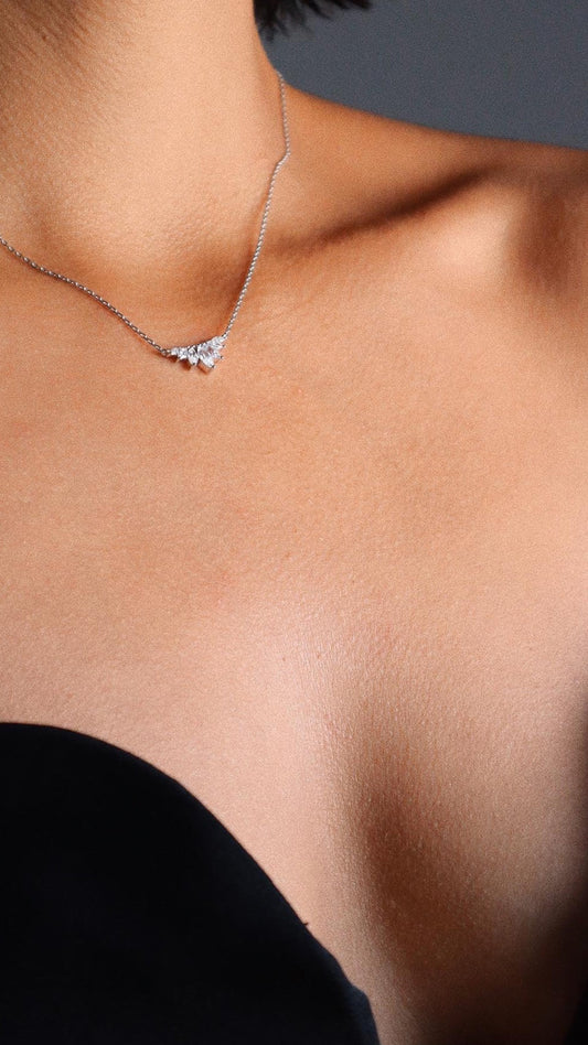 1.185 TCW Marquise Lab Grown Diamond Cluster Necklace