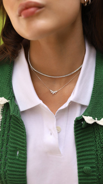 1.185 TCW Marquise Lab Grown Diamond Cluster Necklace
