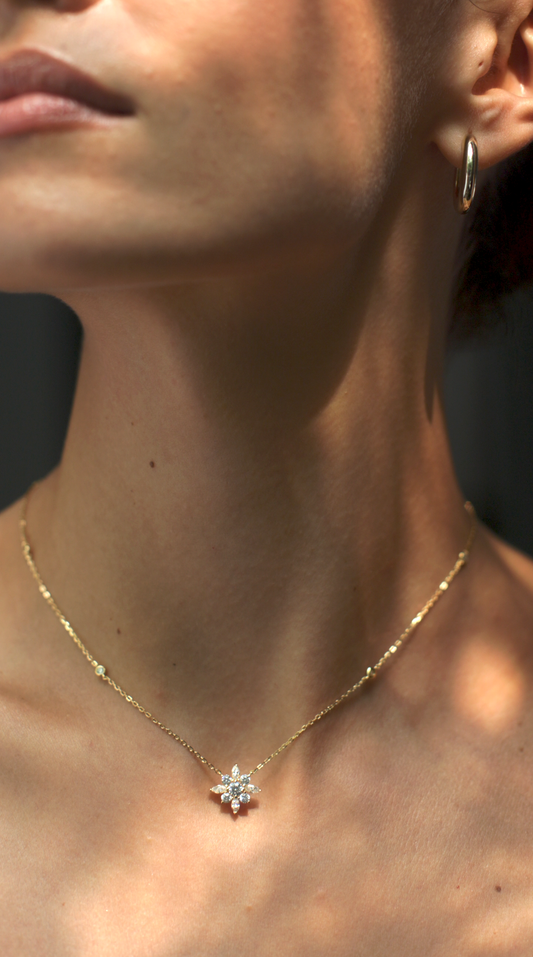 1.185 TCW Marquise Lab Grown Diamond Cluster Necklace