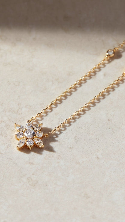 1.185 TCW Marquise Lab Grown Diamond Cluster Necklace
