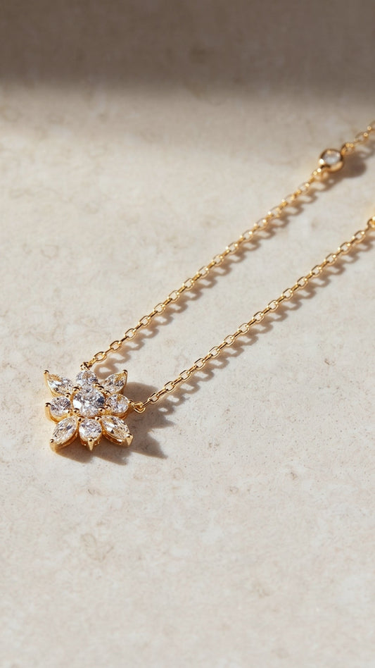 1.185 TCW Marquise Lab Grown Diamond Cluster Necklace