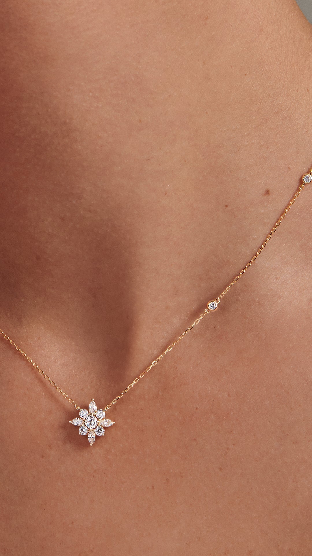 1.185 TCW Marquise Lab Grown Diamond Cluster Necklace