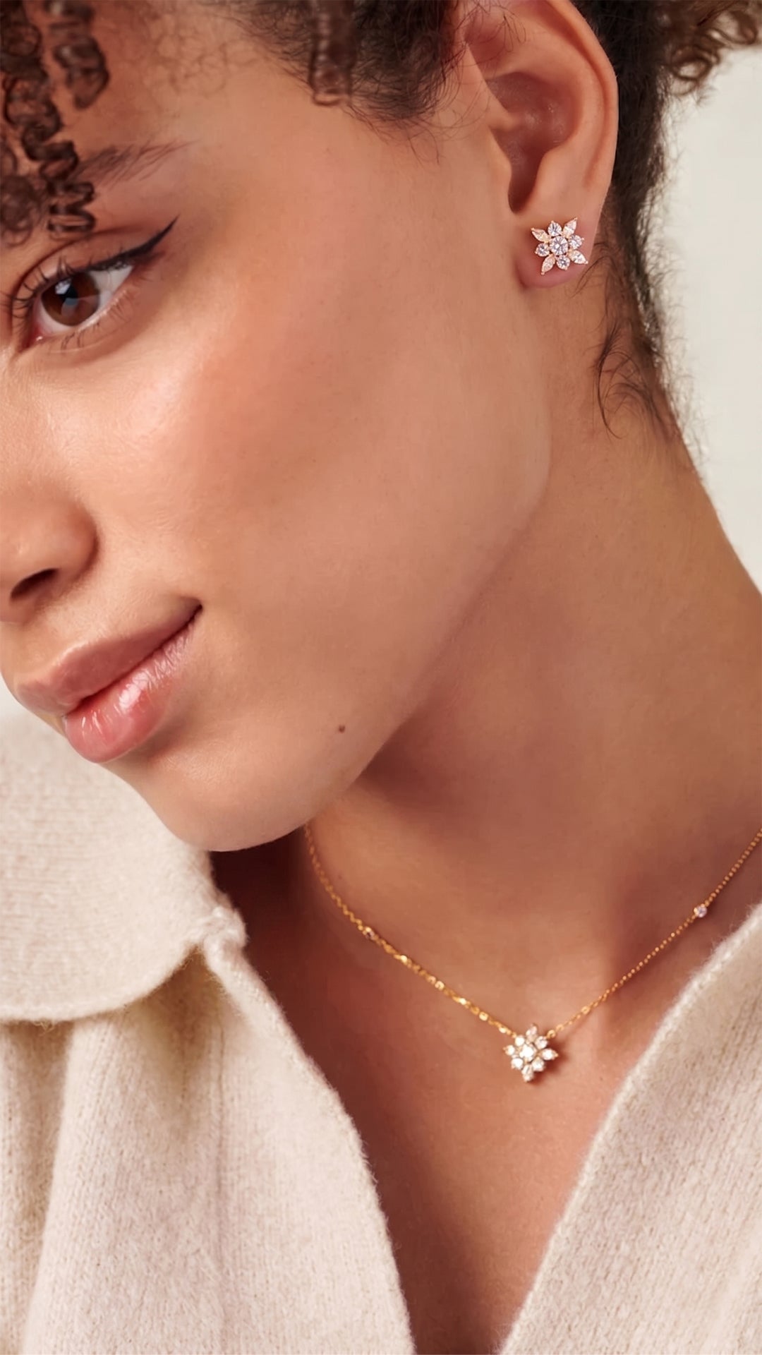 1.185 TCW Marquise Lab Grown Diamond Cluster Necklace
