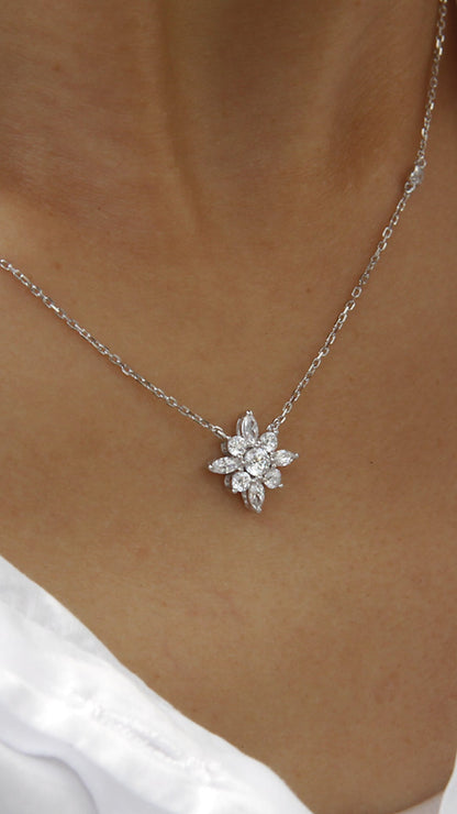 1.185 TCW Marquise Lab Grown Diamond Cluster Necklace
