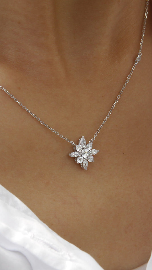 1.185 TCW Marquise Lab Grown Diamond Cluster Necklace