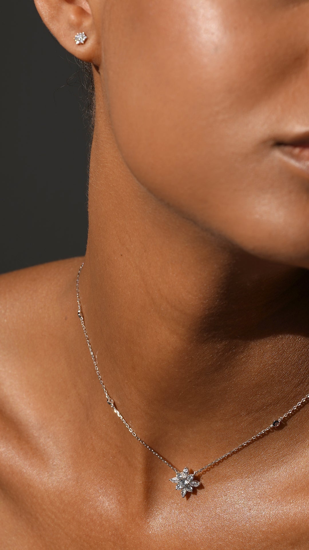 1.185 TCW Marquise Lab Grown Diamond Cluster Necklace