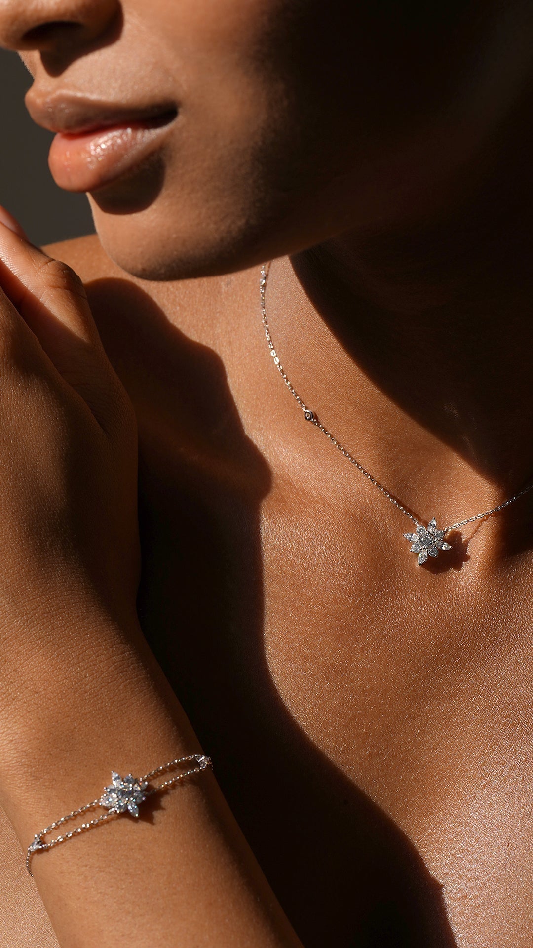 1.185 TCW Marquise Lab Grown Diamond Cluster Necklace