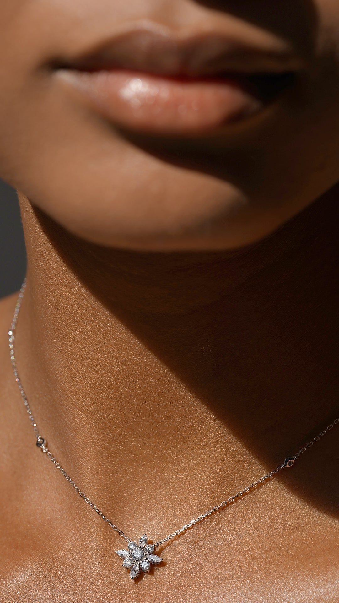 1.185 TCW Marquise Lab Grown Diamond Cluster Necklace