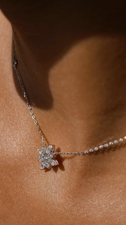 1.185 TCW Marquise Lab Grown Diamond Cluster Necklace