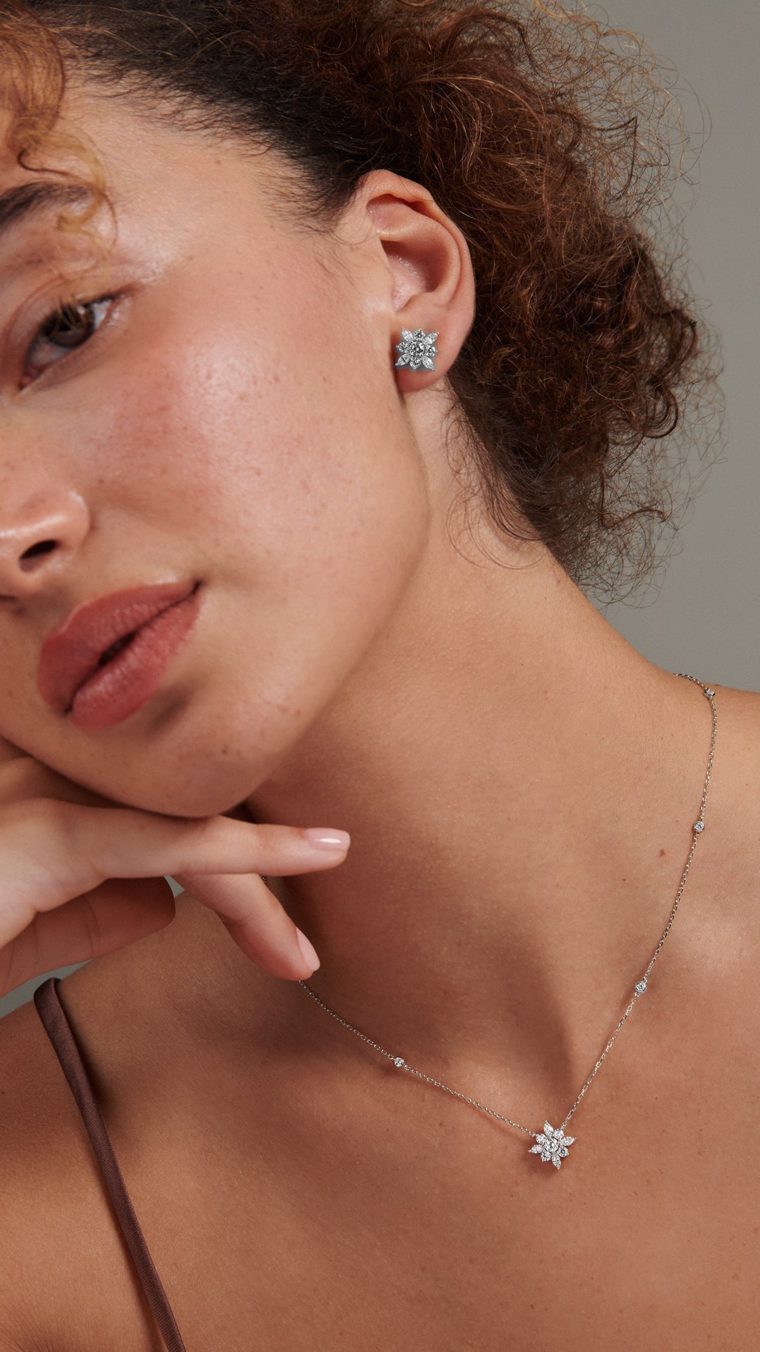 1.185 TCW Marquise Lab Grown Diamond Cluster Necklace