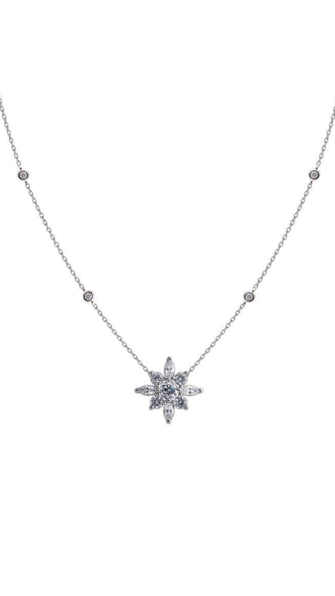 1.185 TCW Marquise Lab Grown Diamond Cluster Necklace