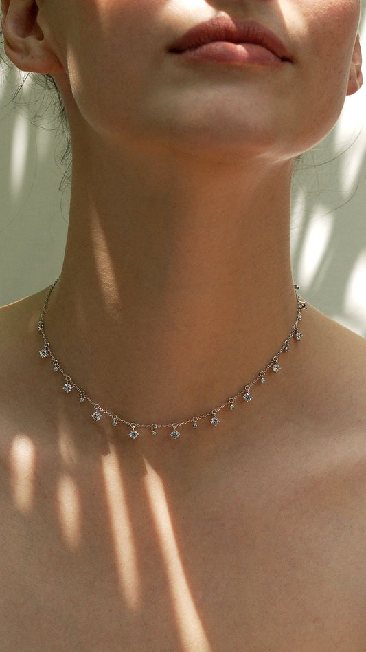 1.185 TCW Marquise Lab Grown Diamond Cluster Necklace