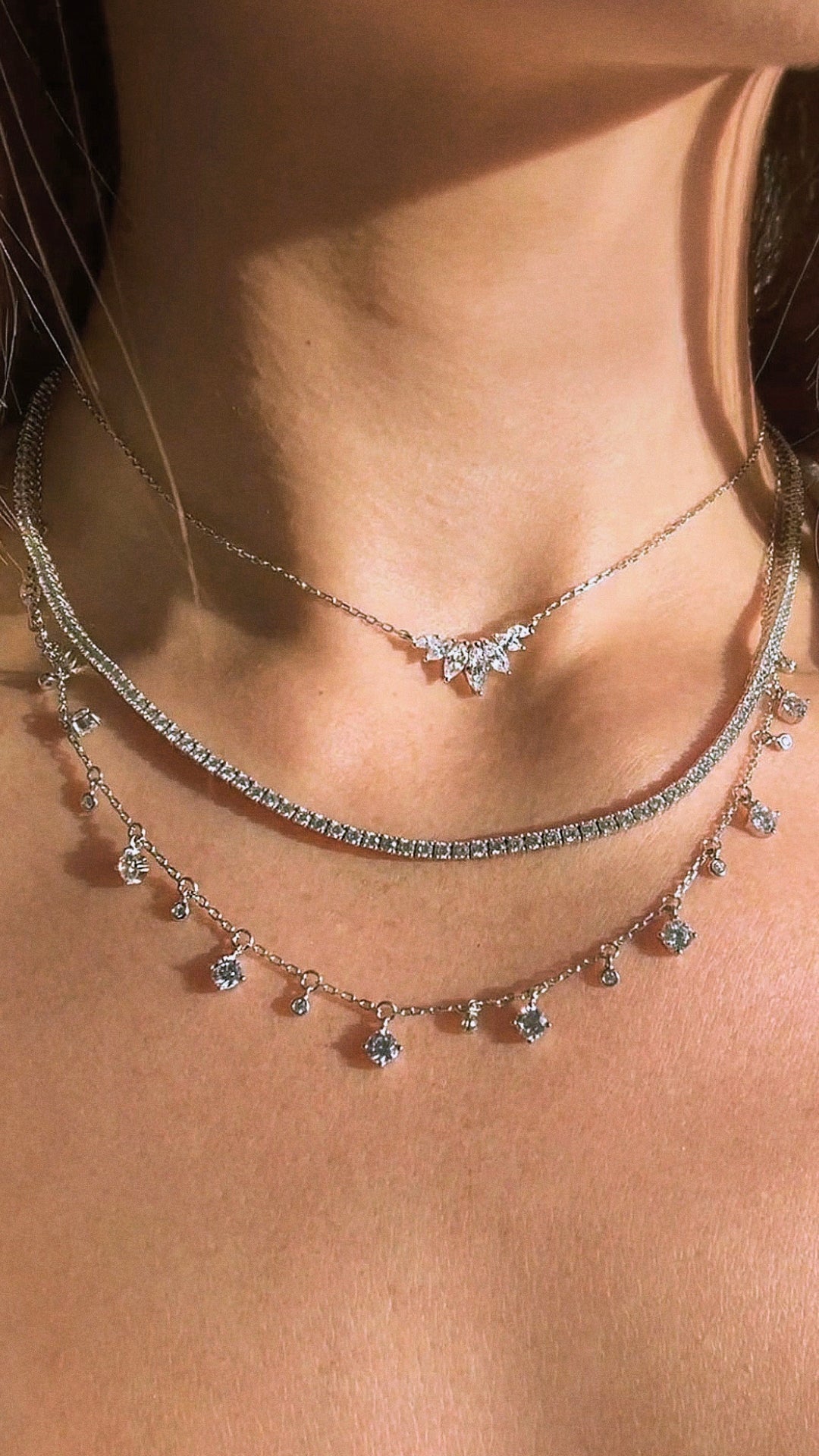 1.185 TCW Marquise Lab Grown Diamond Cluster Necklace