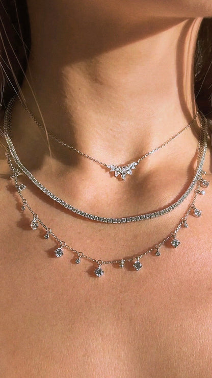 1.185 TCW Marquise Lab Grown Diamond Cluster Necklace