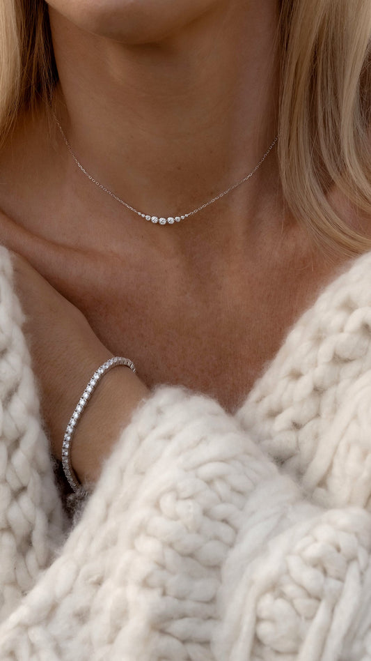 1.185 TCW Marquise Lab Grown Diamond Cluster Necklace