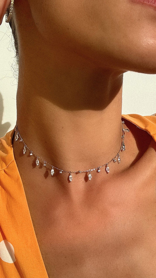 1.185 TCW Marquise Lab Grown Diamond Cluster Necklace