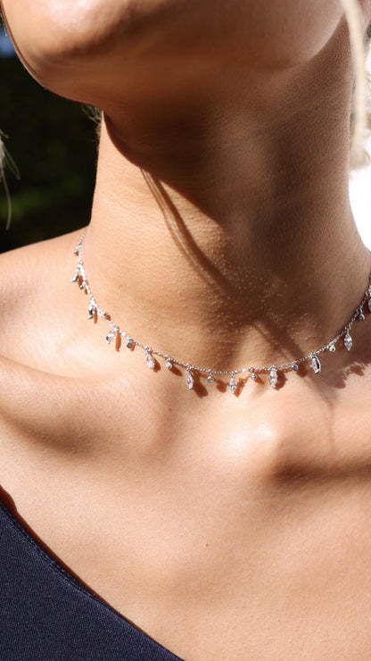 1.185 TCW Marquise Lab Grown Diamond Cluster Necklace