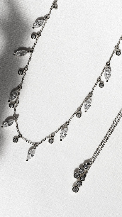 1.185 TCW Marquise Lab Grown Diamond Cluster Necklace