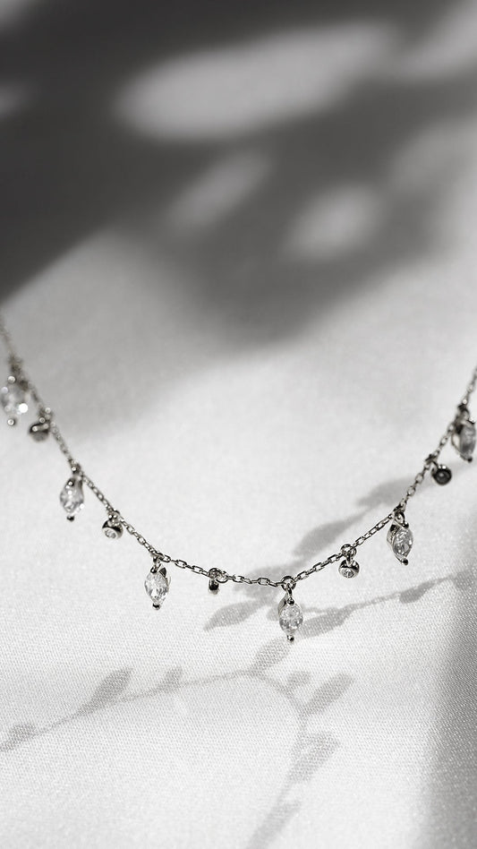 1.185 TCW Marquise Lab Grown Diamond Cluster Necklace
