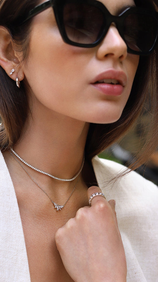 1.185 TCW Marquise Lab Grown Diamond Cluster Necklace