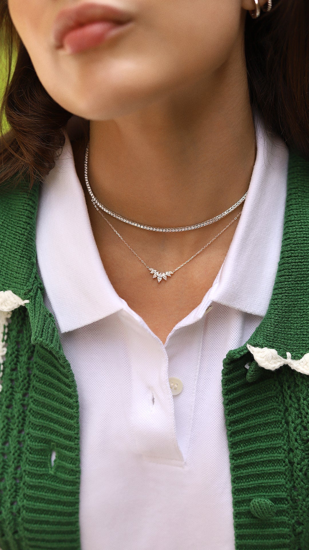 1.185 TCW Marquise Lab Grown Diamond Cluster Necklace