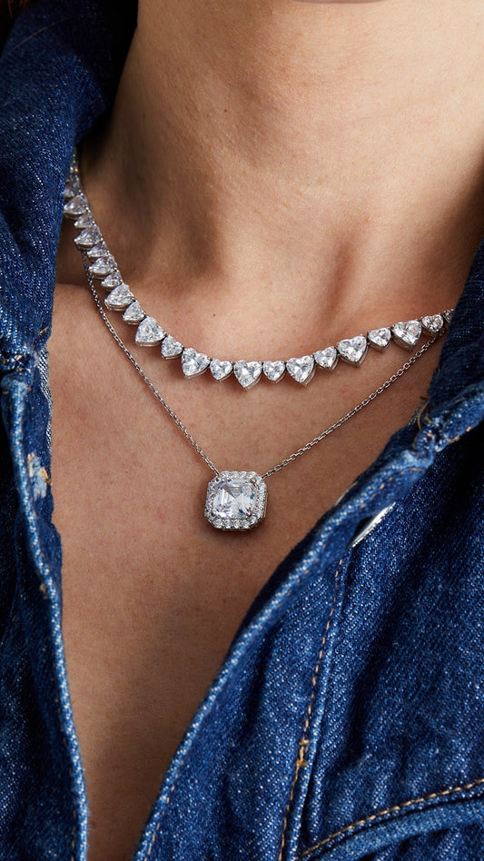 1.185 TCW Marquise Lab Grown Diamond Cluster Necklace