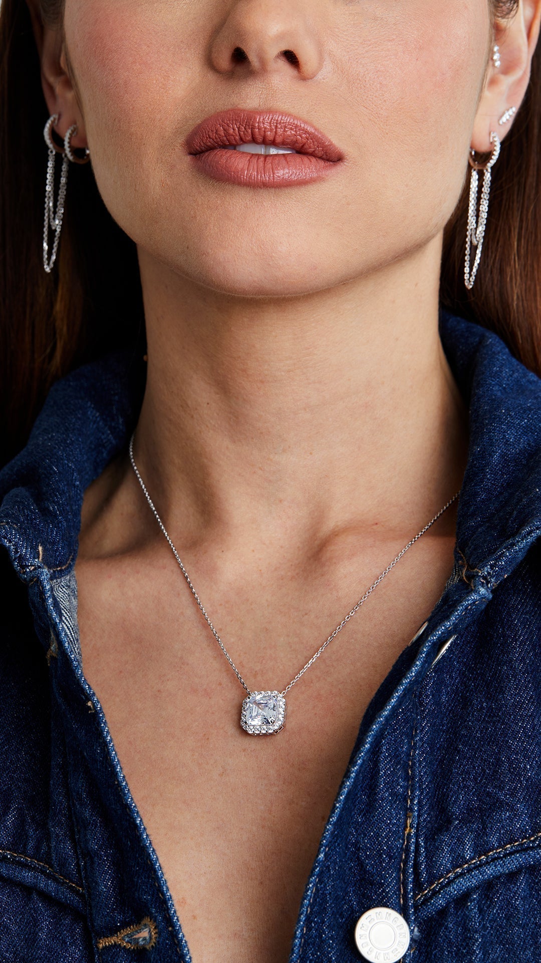 1.185 TCW Marquise Lab Grown Diamond Cluster Necklace