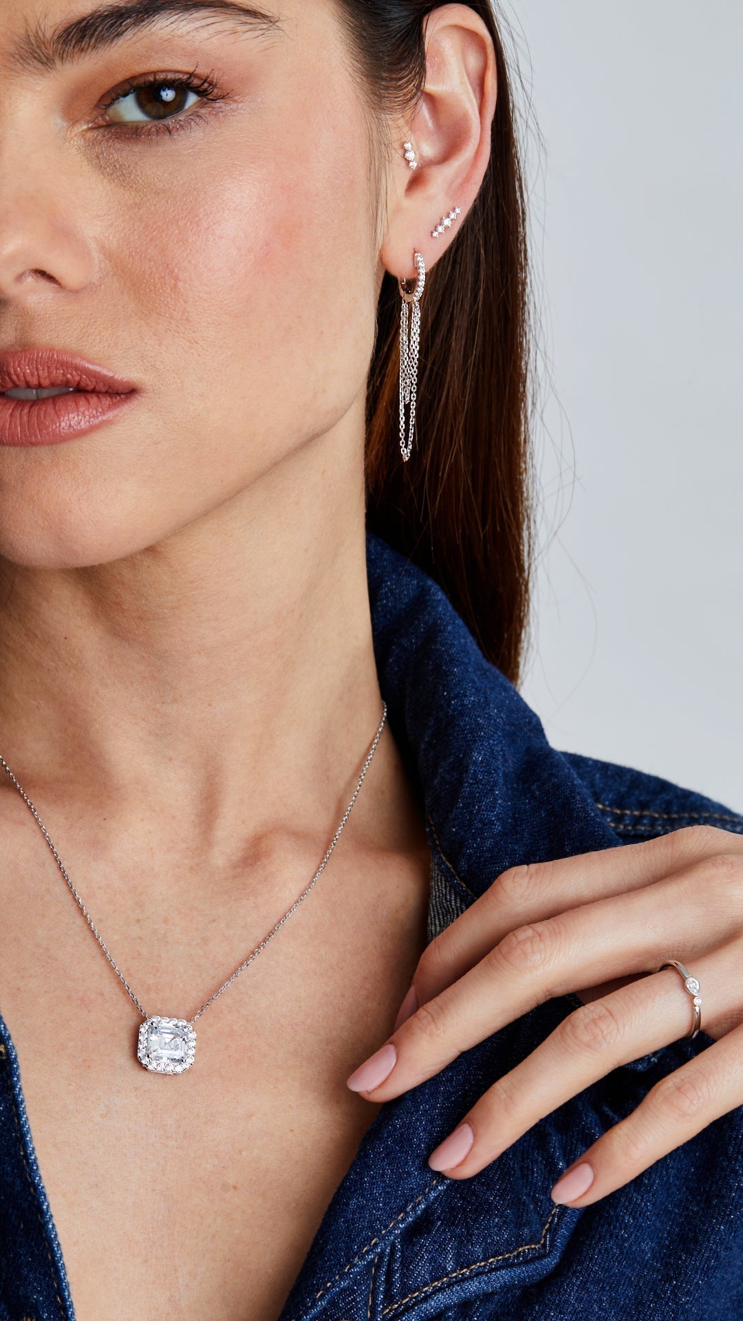 1.185 TCW Marquise Lab Grown Diamond Cluster Necklace