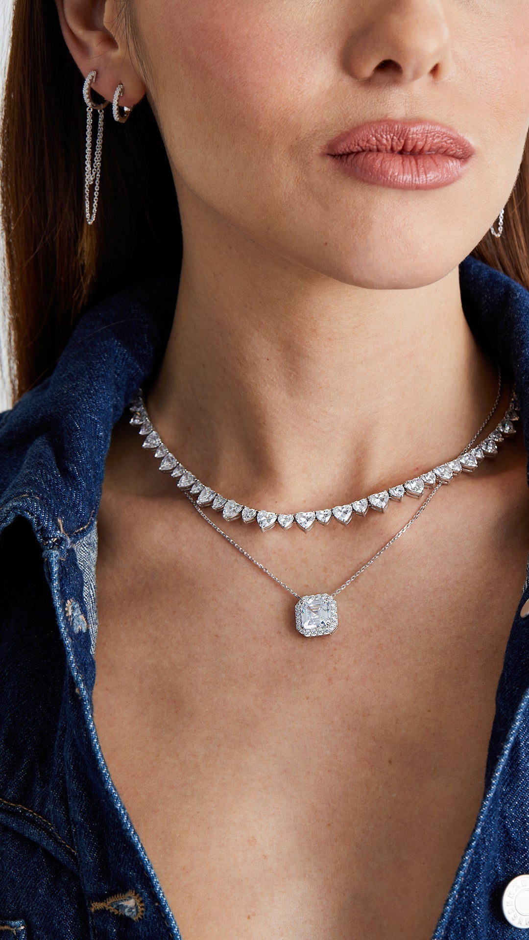 1.185 TCW Marquise Lab Grown Diamond Cluster Necklace