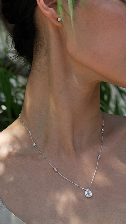 1.185 TCW Marquise Lab Grown Diamond Cluster Necklace