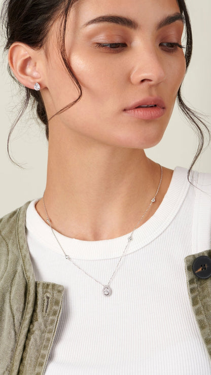 1.185 TCW Marquise Lab Grown Diamond Cluster Necklace