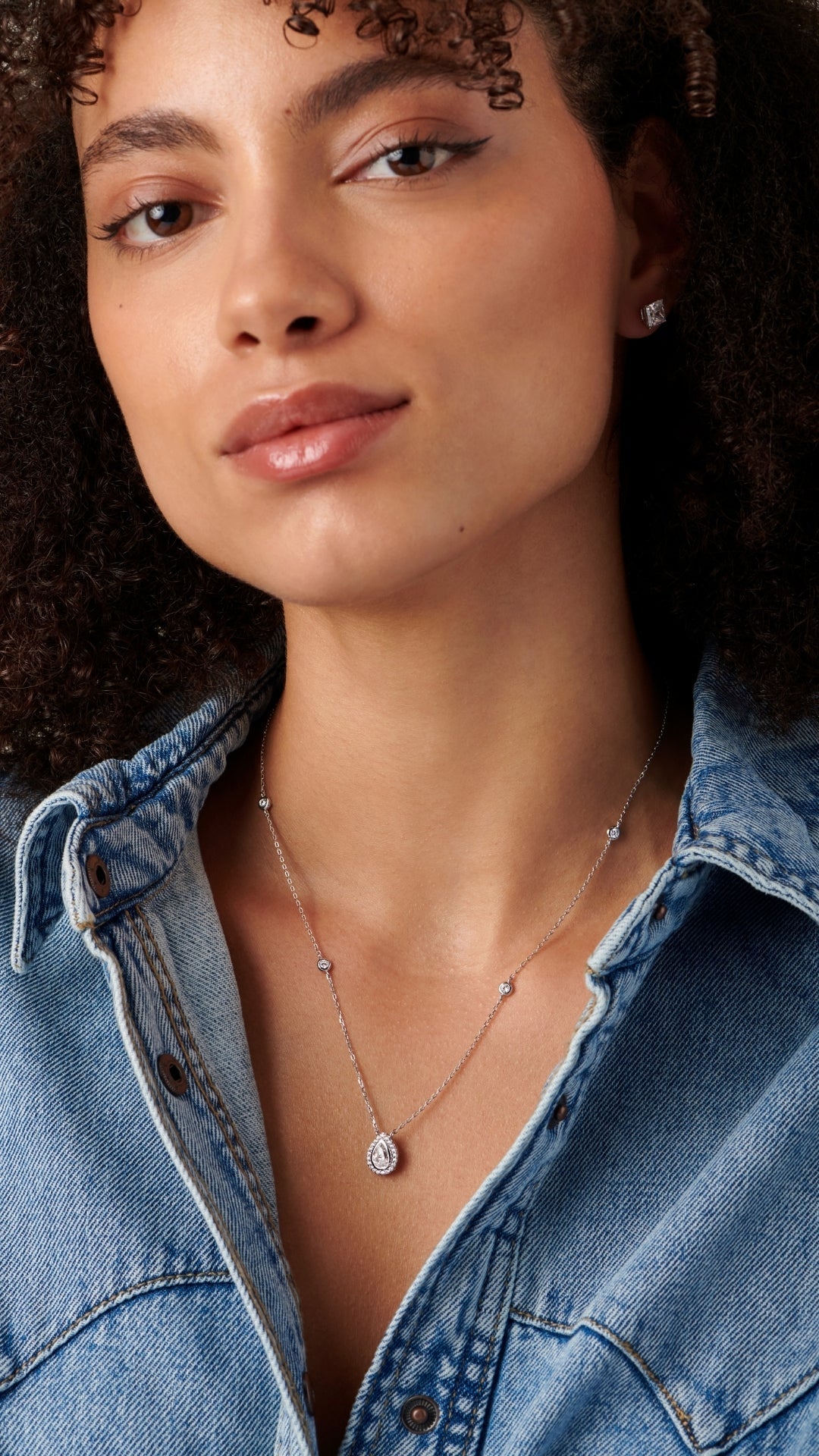 1.185 TCW Marquise Lab Grown Diamond Cluster Necklace