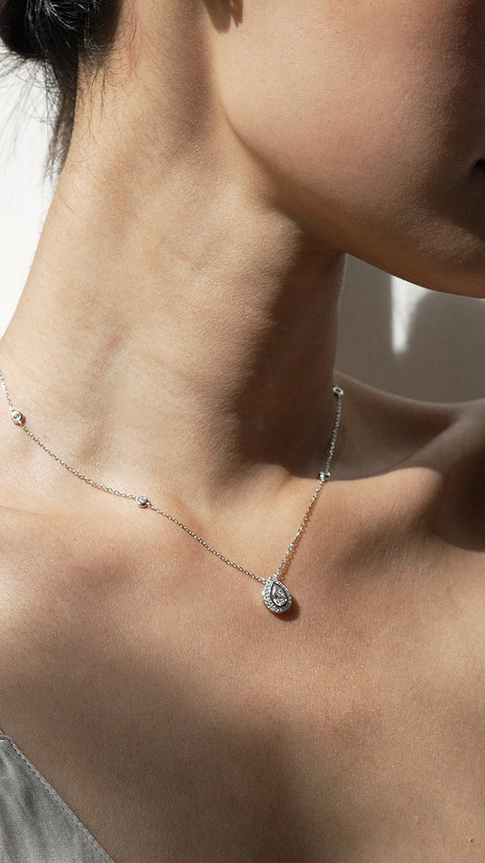 1.185 TCW Marquise Lab Grown Diamond Cluster Necklace