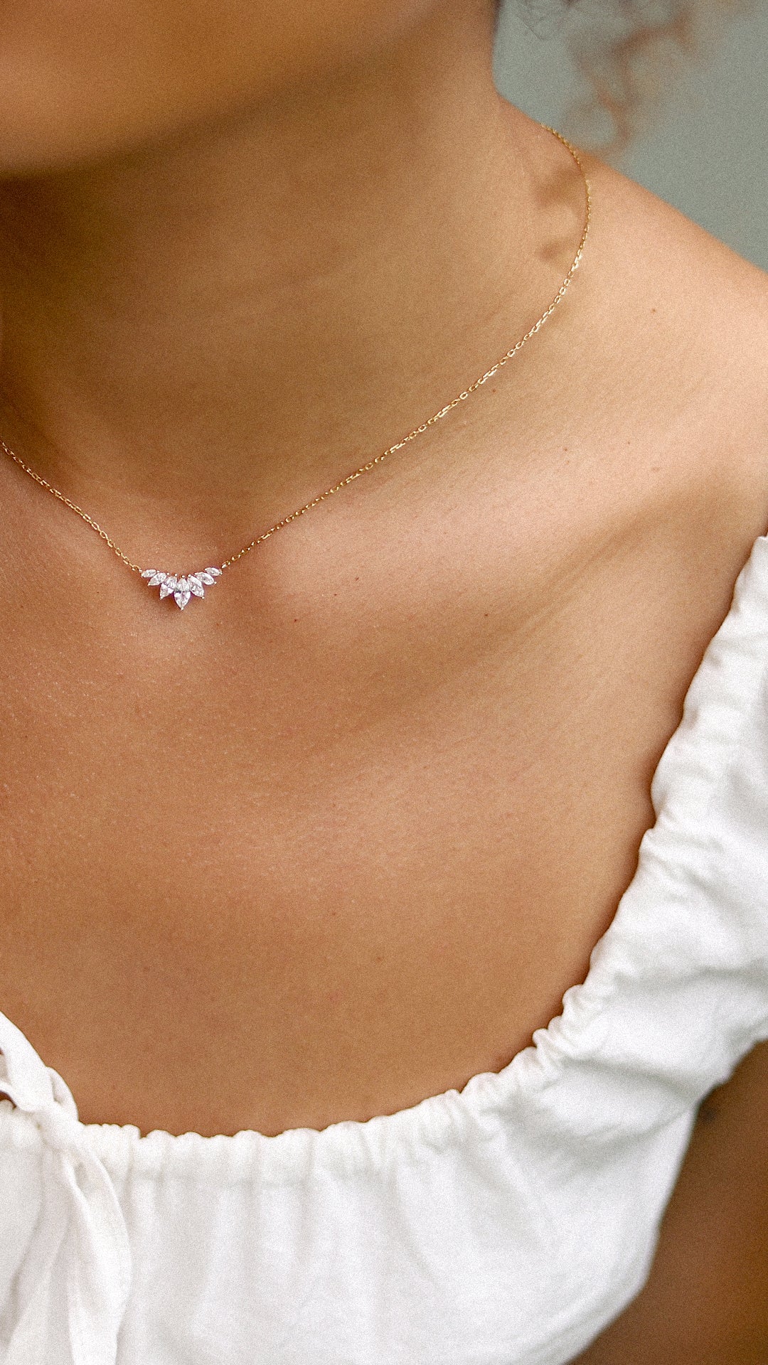 1.185 TCW Marquise Lab Grown Diamond Cluster Necklace