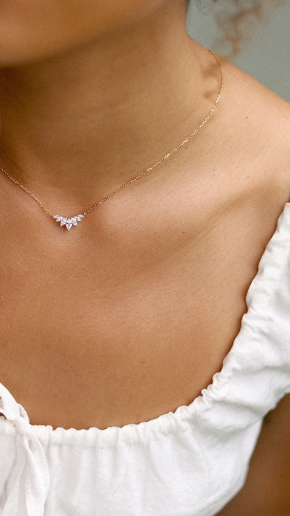 1.185 TCW Marquise Lab Grown Diamond Cluster Necklace