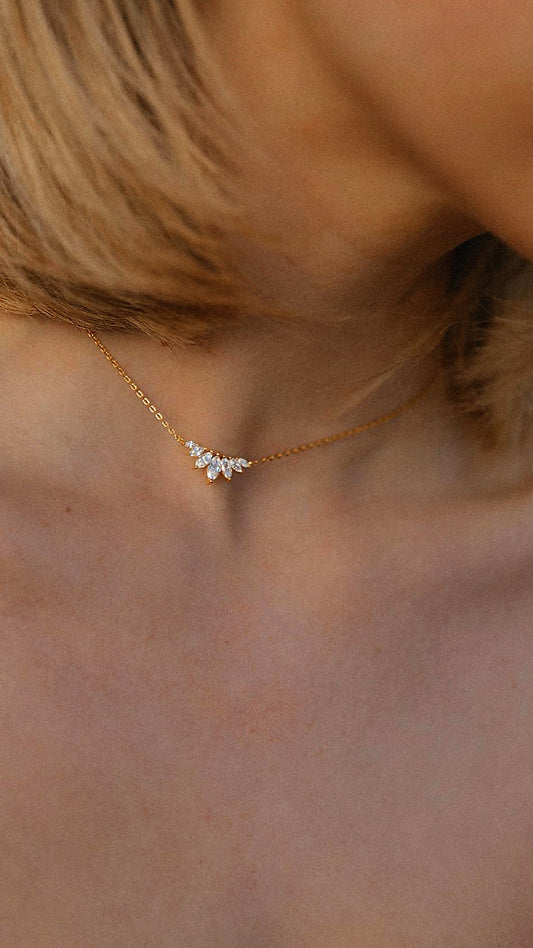 1.185 TCW Marquise Lab Grown Diamond Cluster Necklace