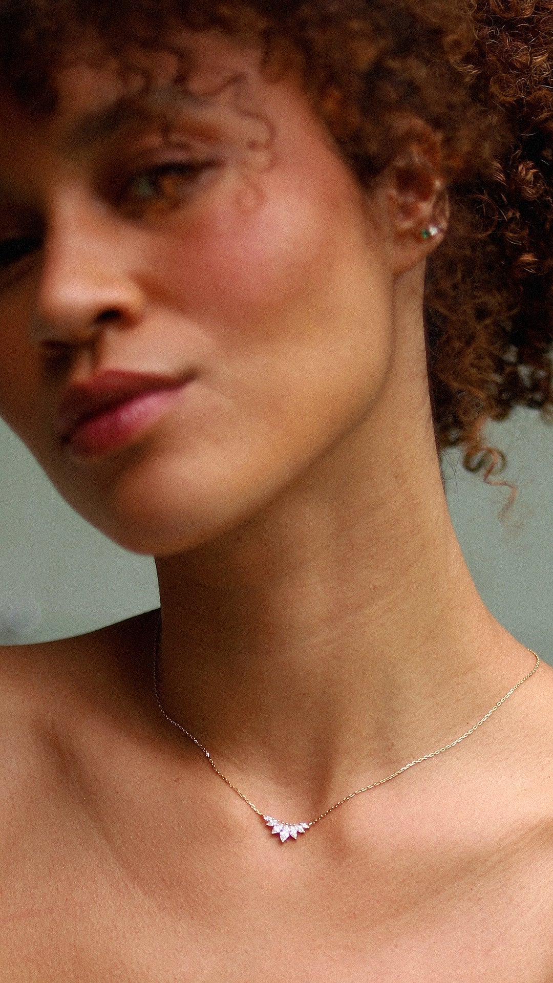 1.185 TCW Marquise Lab Grown Diamond Cluster Necklace