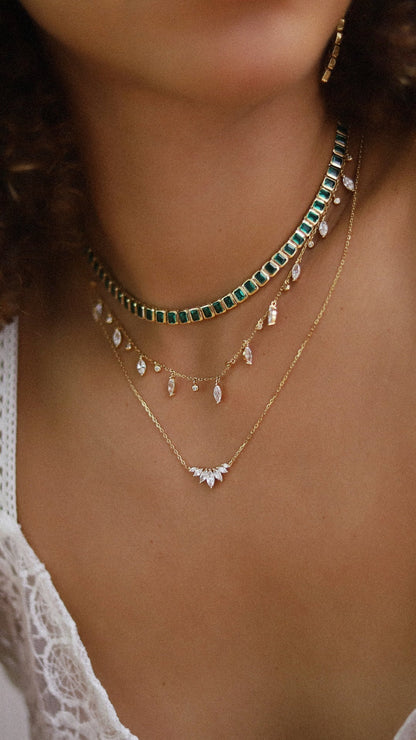 1.185 TCW Marquise Lab Grown Diamond Cluster Necklace