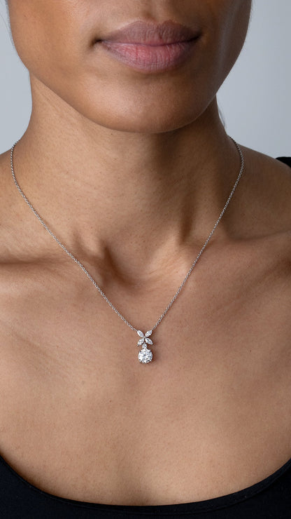 1.185 TCW Marquise Lab Grown Diamond Cluster Necklace