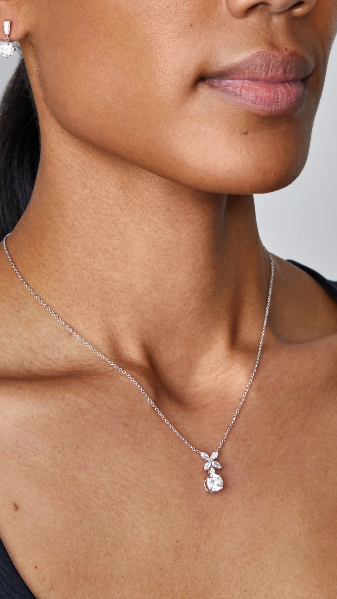 1.185 TCW Marquise Lab Grown Diamond Cluster Necklace