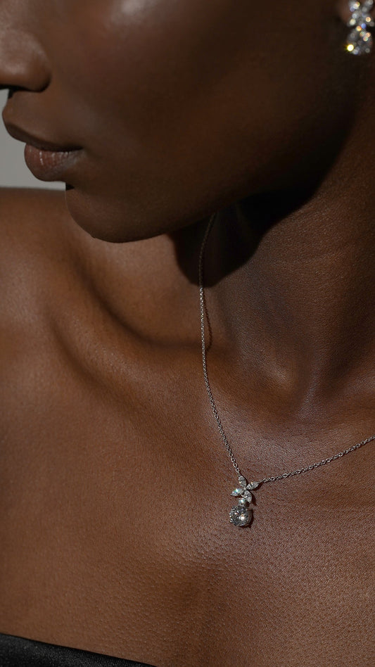 1.185 TCW Marquise Lab Grown Diamond Cluster Necklace