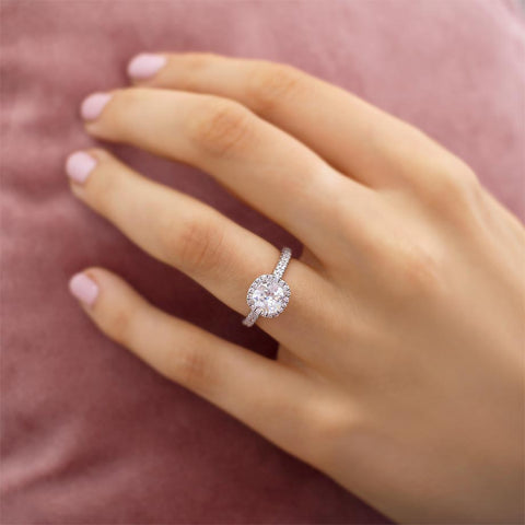 1.70 CT Cushion Shaped Moissanite Halo Style Engagement Ring 1