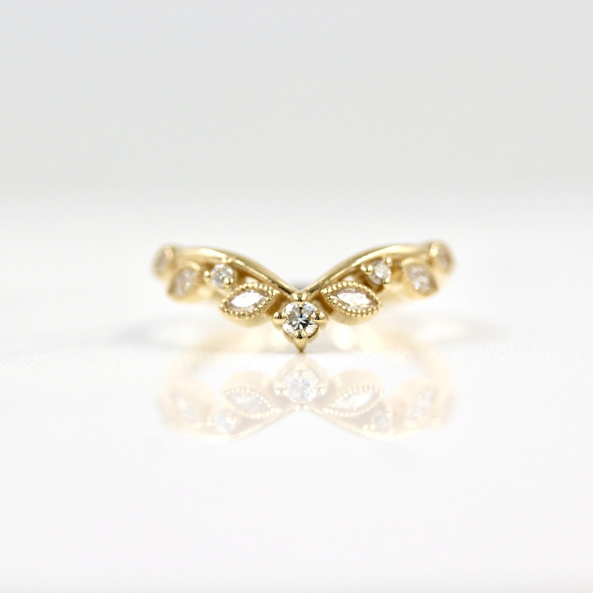 0.21 TCW Round Cut Milgrain Curved Moissanite Wedding Band 3