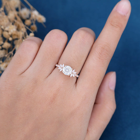 Round Cluster Lab Grown Diamond Engagement Ring